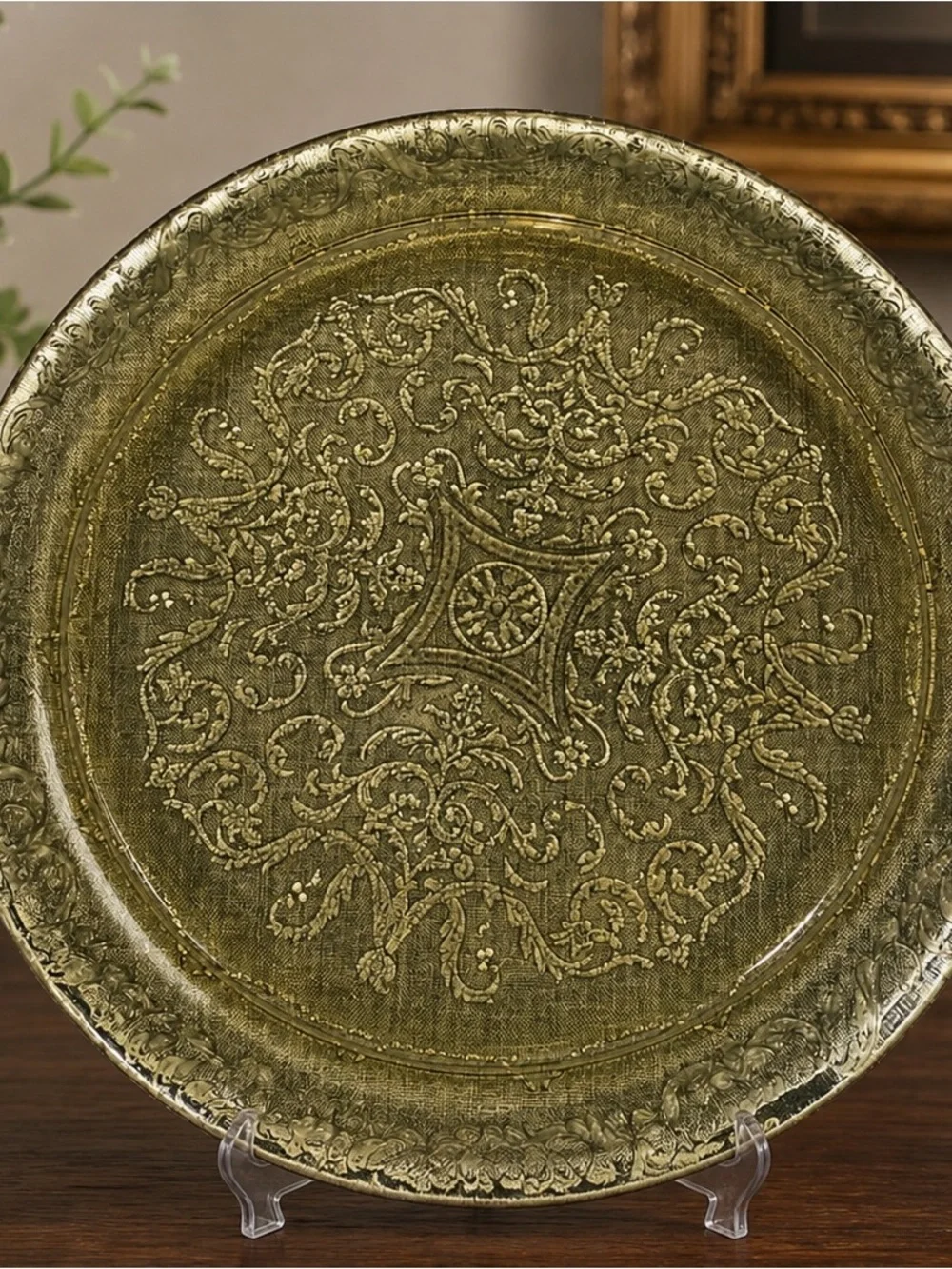 Vintage Federal Madrid Amber Depression Glass 11” Serving Platter